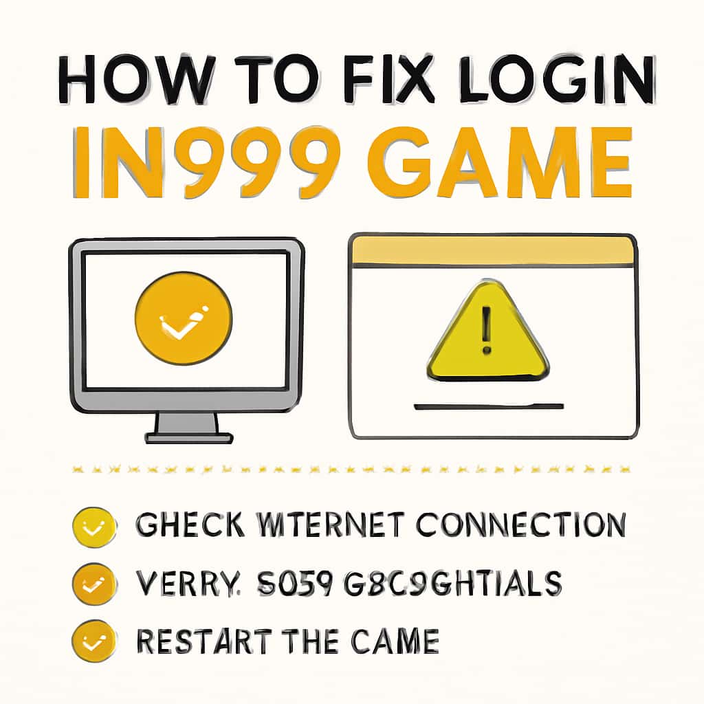 Diagram illustrating troubleshooting steps for IN999 Game login.