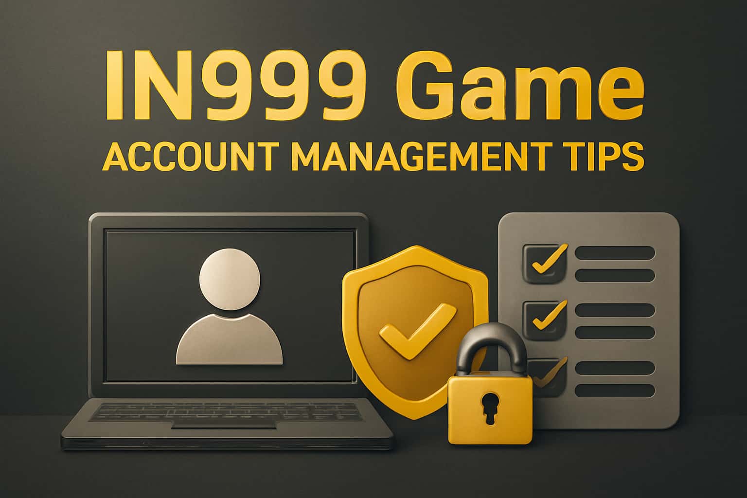 Informational scene depicting IN999 Game Account Management Tips