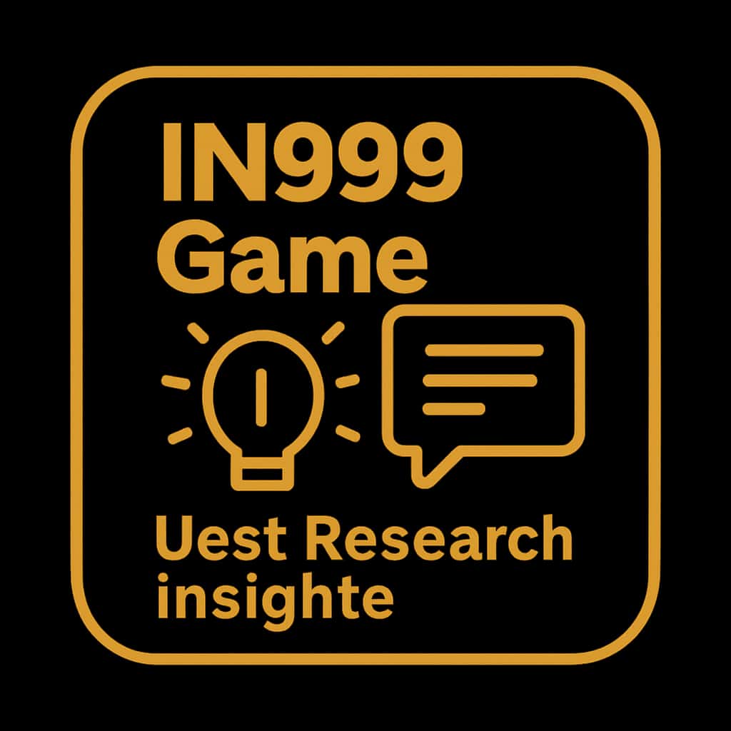 A badge representing user research insights for IN999 Game in a professional style.